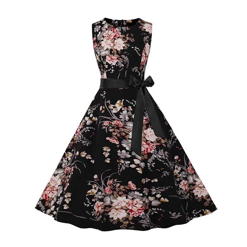 Robe Année 50 Pin Up pas Cher Belles Fleurs - Louise Vintage