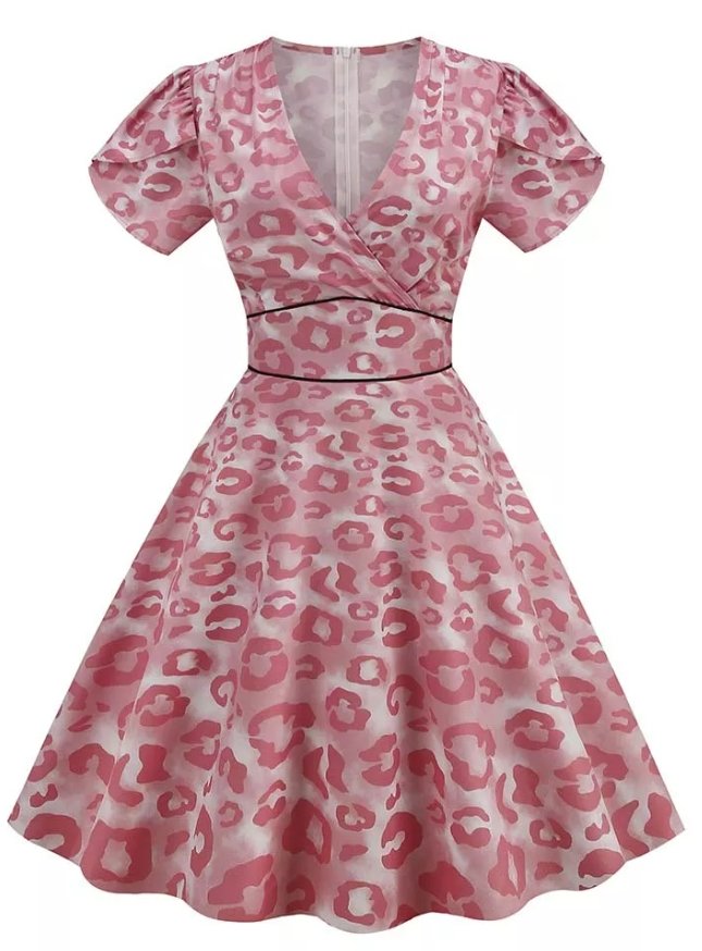 Robe Année 50 Pin Up pas Cher Rose Bonbon - Louise Vintage