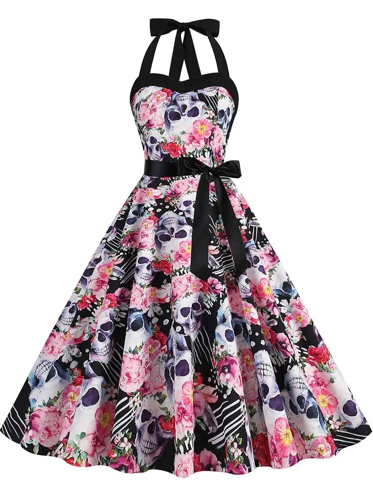 Robe Annee 50 Pin Up pas Cher Tete de Mort