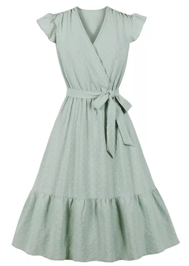Robe Année 50 Pin Up pas Cher Unie Verte - Louise Vintage