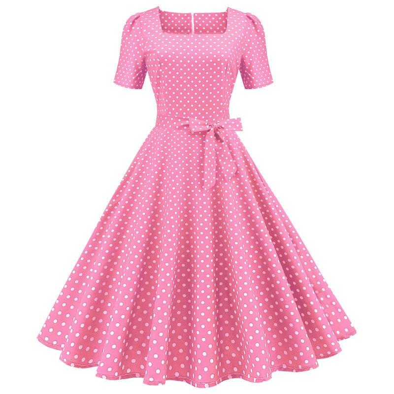 Robe Année 50 Rose à Pois - Louise Vintage