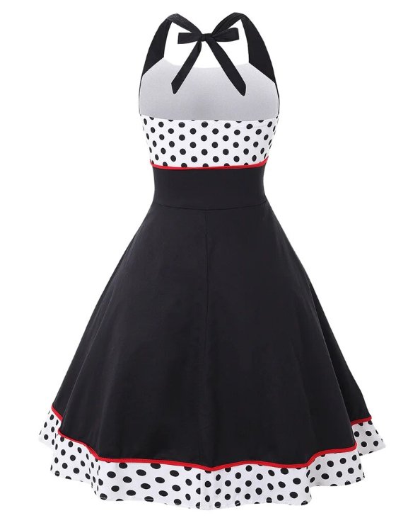 Robe Année 60 Rouge et Noire - Louise Vintage