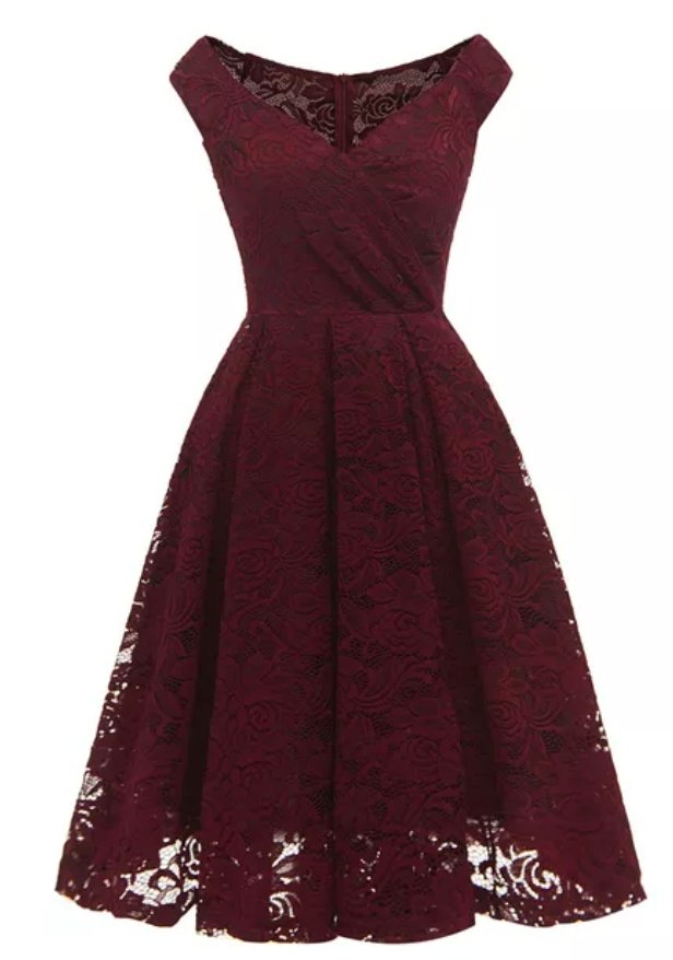 Robe Année 60 Soirée Bordeaux - Louise Vintage