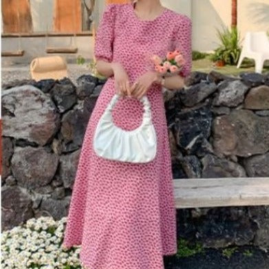 Robe Année 70 Hippie Rose - Louise Vintage