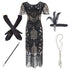 Robe Années 20 Charleston Noire Or (Avec Accéssoires) - Louise Vintage