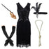 Robe Années 20 Femme Noire (Avec Accéssoires) - Louise Vintage