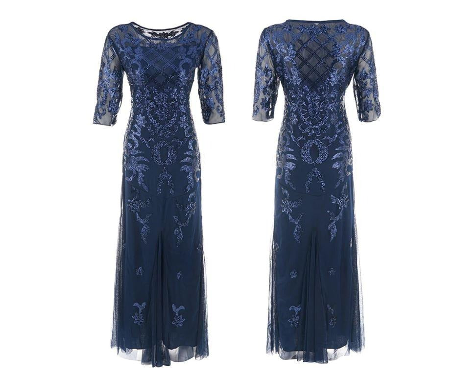 Robe Années 20 Grande Taille Bleu - Louise Vintage