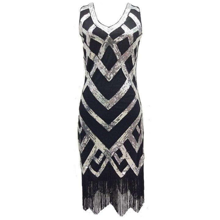 Robe Années 20 Vintage Noir Argent - Louise Vintage