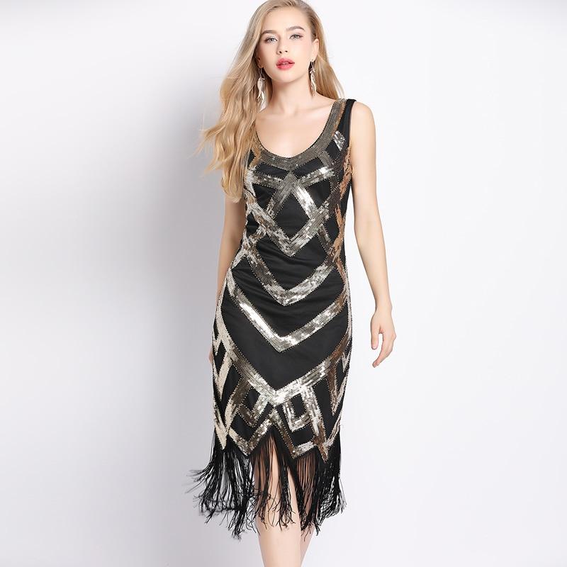 Robe Années 20 Vintage Noir Or - Louise Vintage