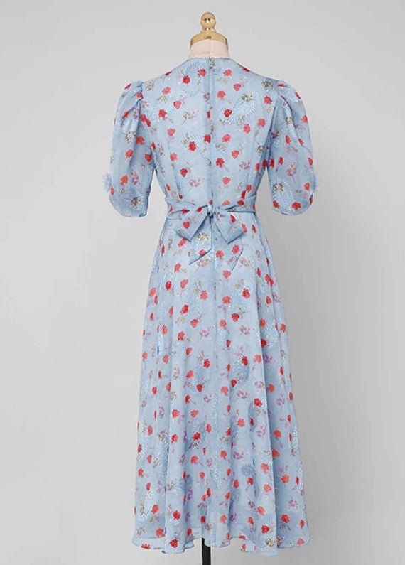 Robe Années 40 Bleu - Louise Vintage