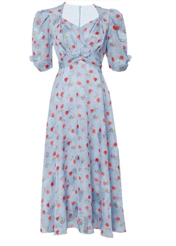 Robe Années 40 Bleu - Louise Vintage