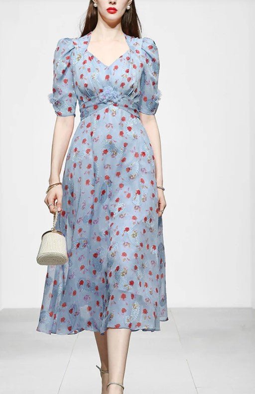 Robe Années 40 Bleu - Louise Vintage