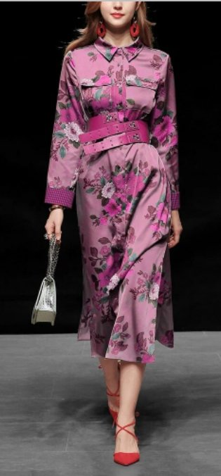 Robe Années 40 Col Montant Violet - Louise Vintage