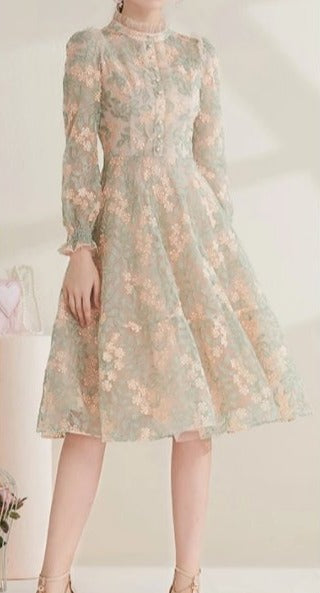 Robe Années 40 Dentelle Vintage Chic Gris - Louise Vintage