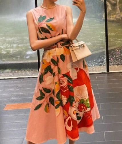 Robe Années 40 Fleurie Rose - Louise Vintage