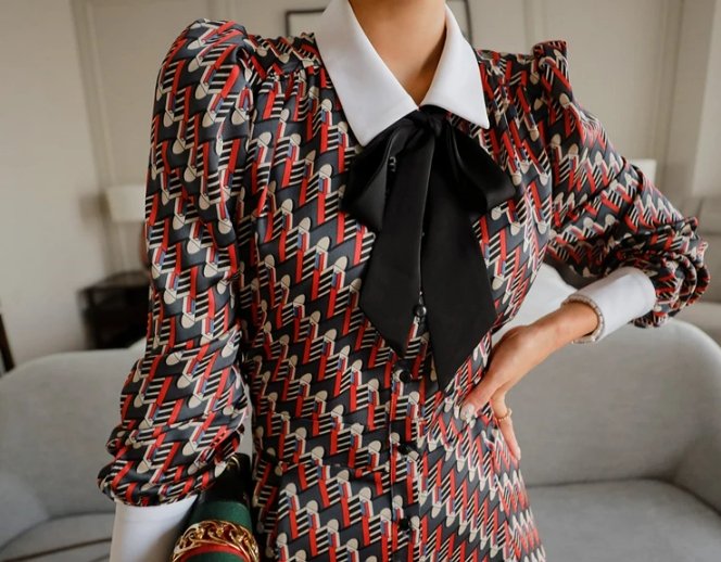 Robe Années 40 Fuchsia Foulard - Louise Vintage