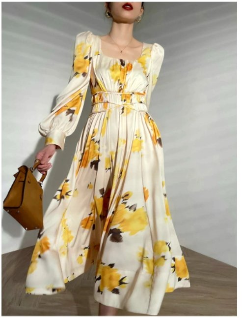 Robe Années 40 Jaune Marguerites - Louise Vintage