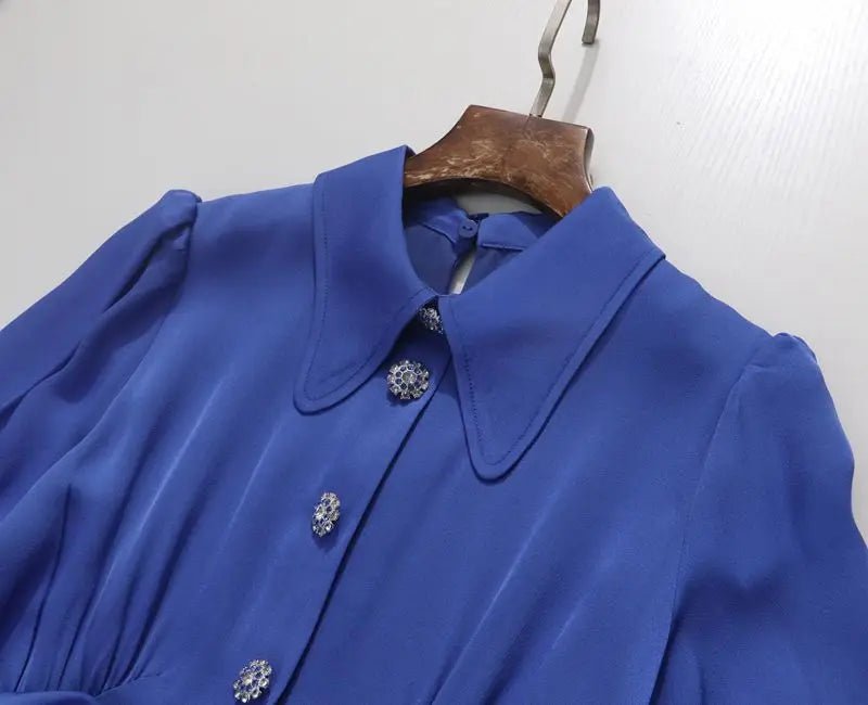 Robe Années 40 Perles Bleu - Louise Vintage