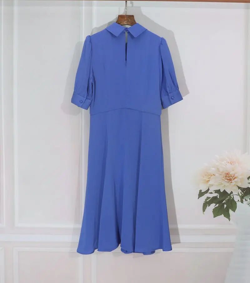 Robe Années 40 Perles Bleu - Louise Vintage