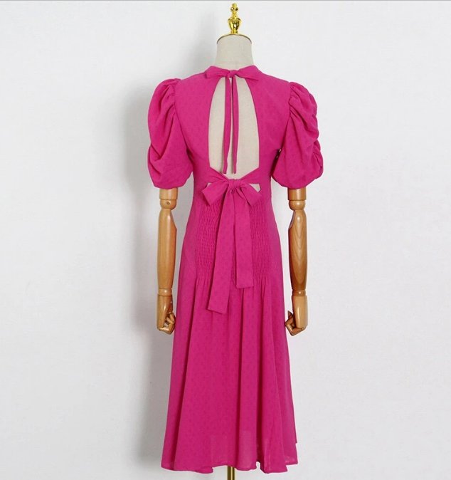 Robe Années 40 Rose Volume - Louise Vintage
