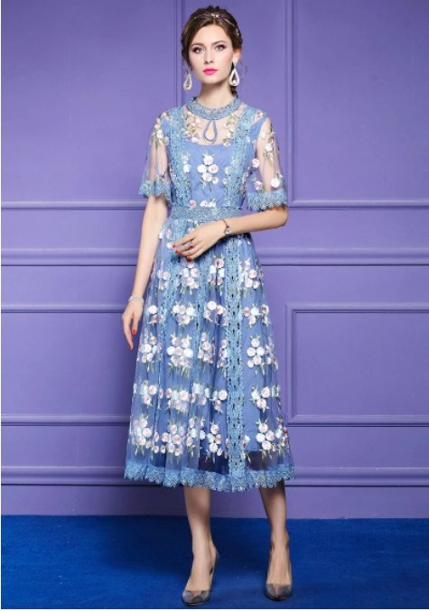 Robe Années 40 Slim Bleu - Louise Vintage