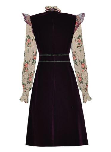Robe Années 40 Velours Fleurs - Louise Vintage