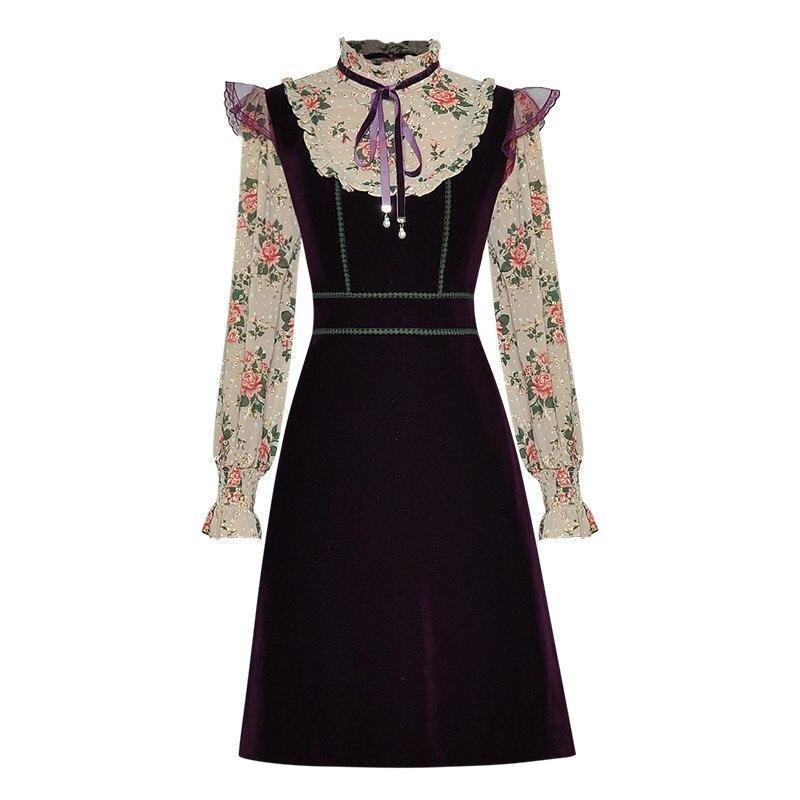 Robe Années 40 Velours Fleurs - Louise Vintage
