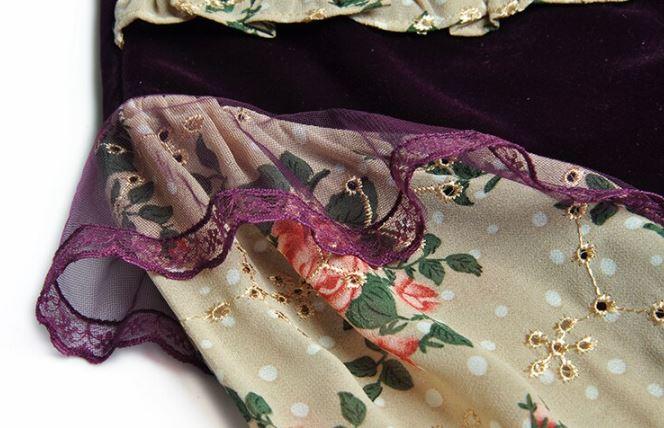 Robe Années 40 Velours Fleurs - Louise Vintage