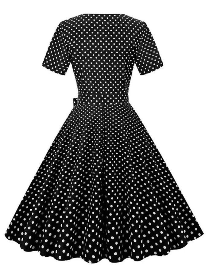 Robe Années 50 60 Noire et Blanche - Louise Vintage
