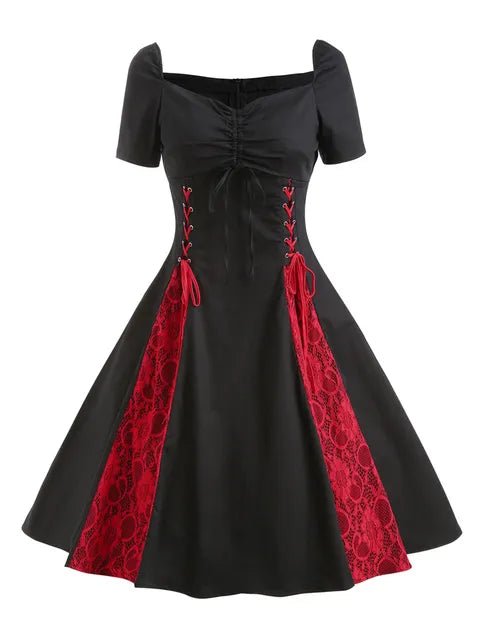 Robe Années 50 60 Rouge et Noire - Louise Vintage