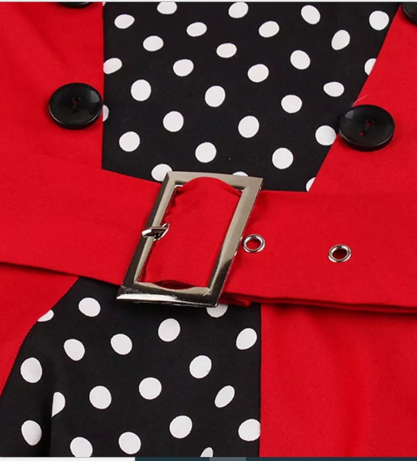 Robe Années 50 Américaine Pois Rouge - Louise Vintage
