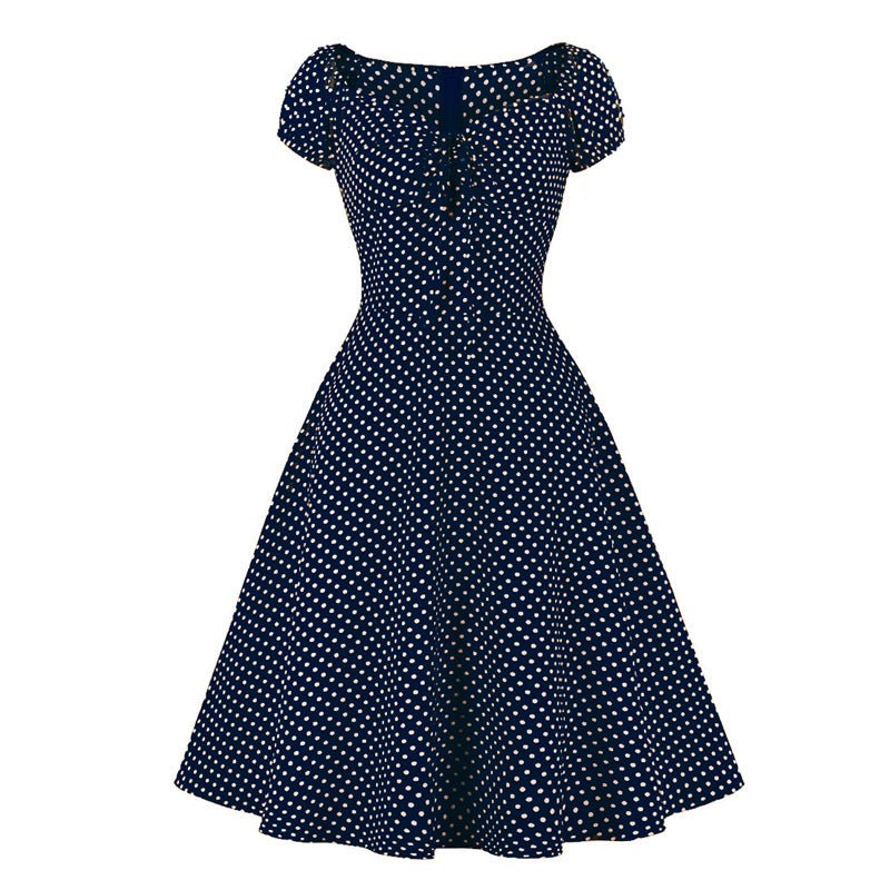 Robe Années 50 Bleu Petits Pois - Louise Vintage