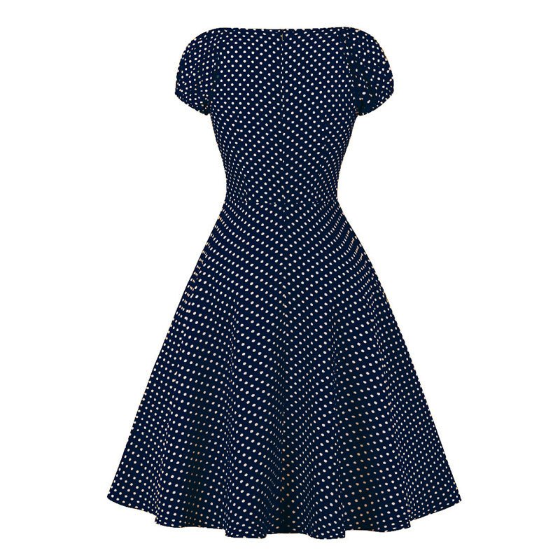 Robe Années 50 Bleu Petits Pois - Louise Vintage