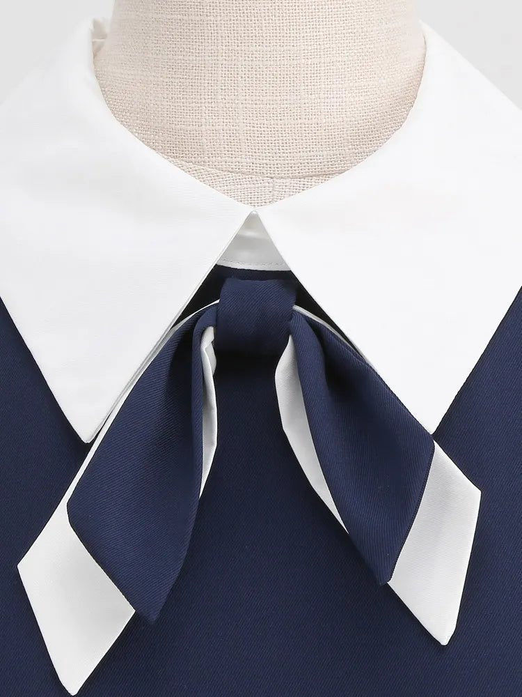 Robe Années 50 Chic Marine - Louise Vintage