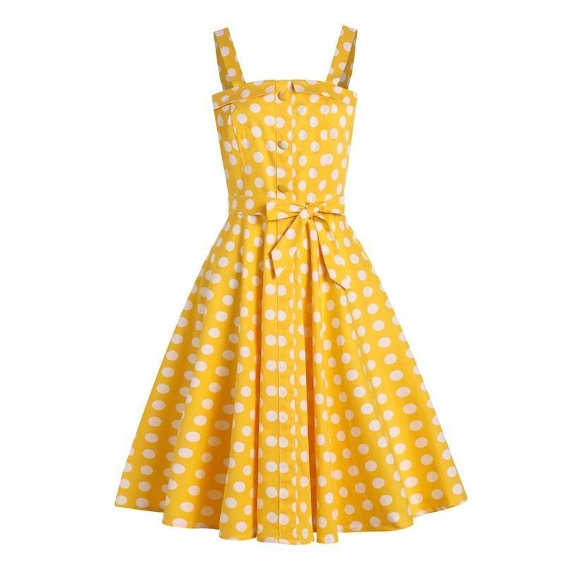 Robe Années 50 Jaune a Pois - Louise Vintage