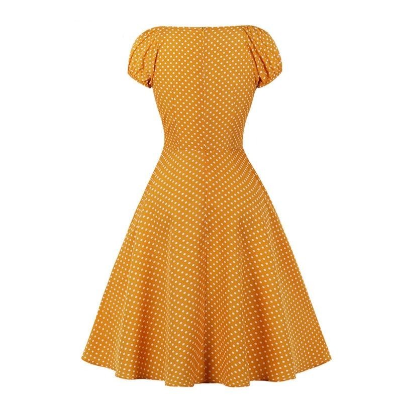 Robe Années 50 Jaune Petits Pois - Louise Vintage
