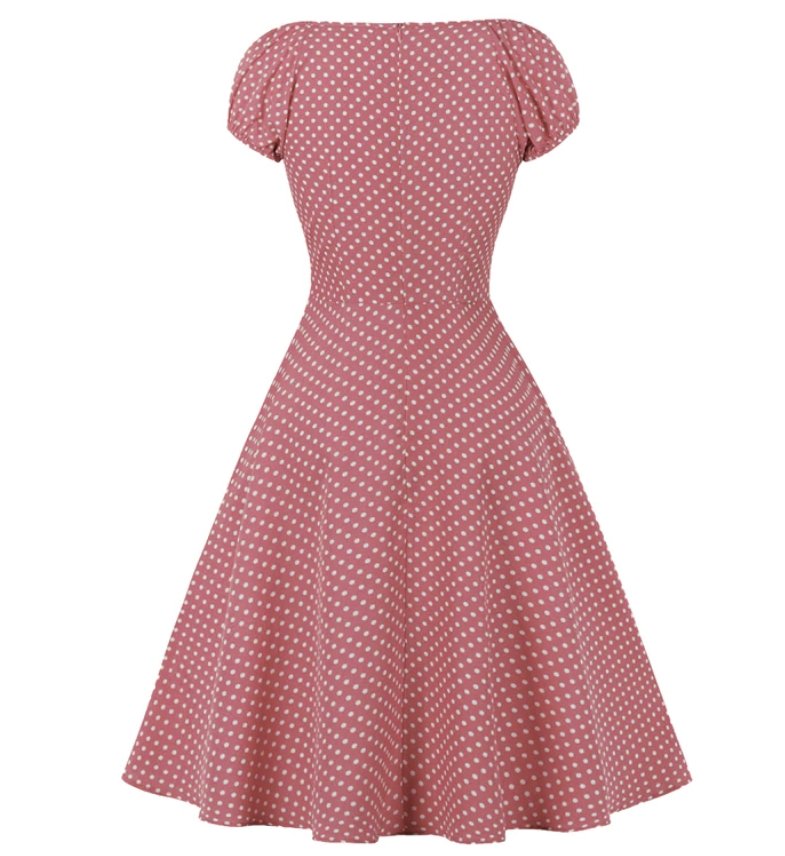 Robe Années 50 Rose Petits Pois - Louise Vintage
