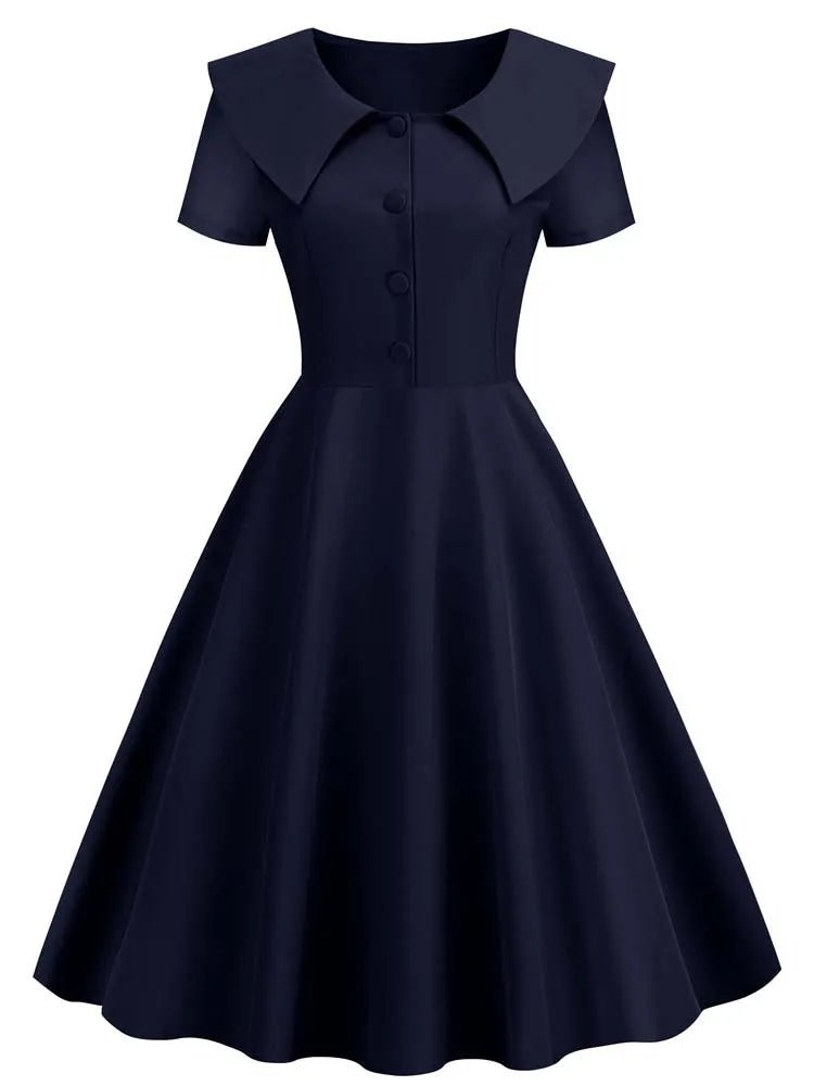 Robe Années 60 Noire Unie - Louise Vintage