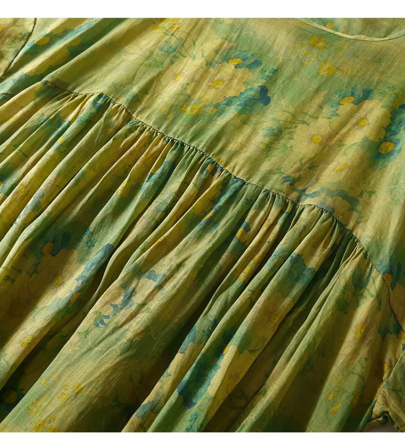 Robe Années 70 Hippie Verte - Louise Vintage