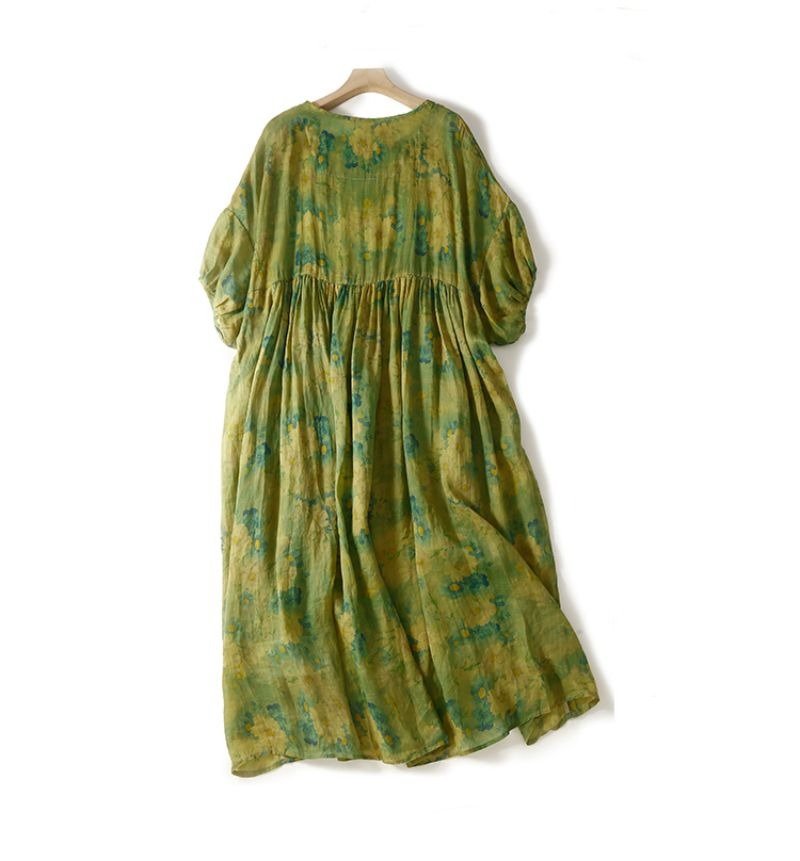 Robe Années 70 Hippie Verte - Louise Vintage