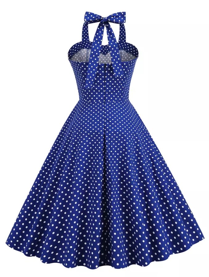 Robe Bleu a Pois Blanc Vintage - Louise Vintage