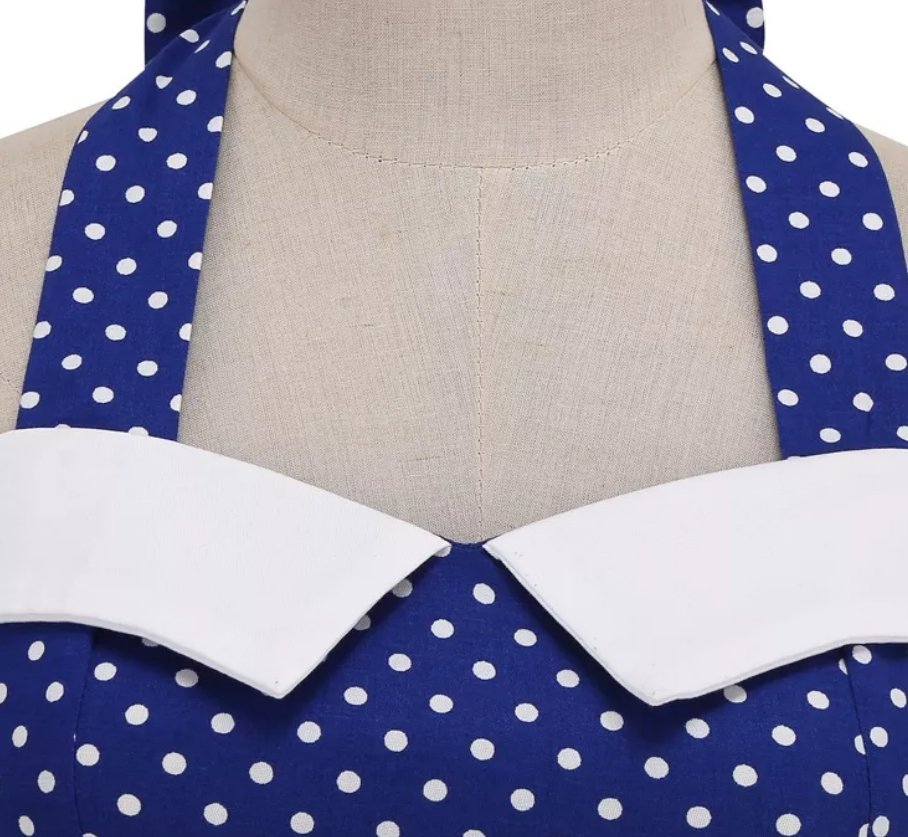 Robe Bleu a Pois Blanc Vintage - Louise Vintage