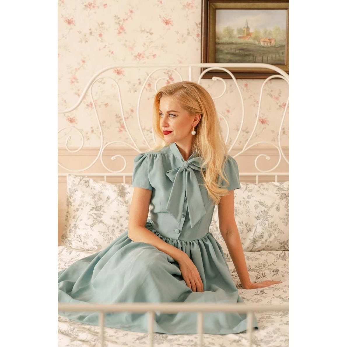 Robe Bleu Année 50 - Louise Vintage