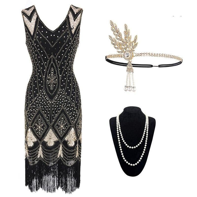 Robe Cabaret Année 20 Noire (Avec Accéssoires) - Louise Vintage