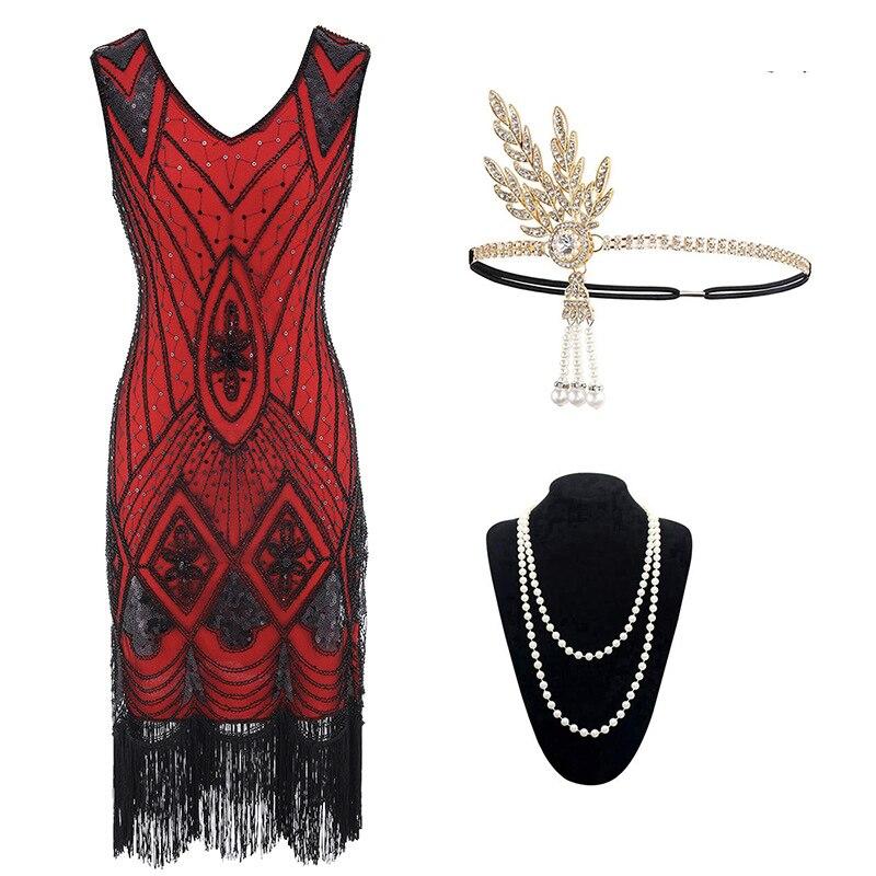 Robe Cabaret Année 20 Rouge (Avec Accéssoires) - Louise Vintage