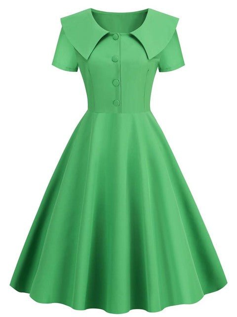Robe Cocktail Année 50 Verte - Louise Vintage