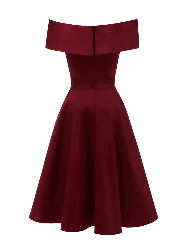 Robe Cocktail Style Année 50 Bordeaux - Louise Vintage