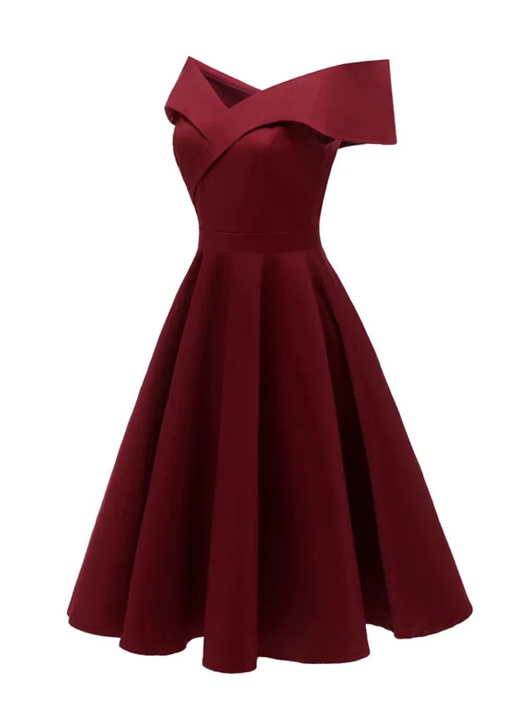 Robe Cocktail Style Année 50 Bordeaux - Louise Vintage