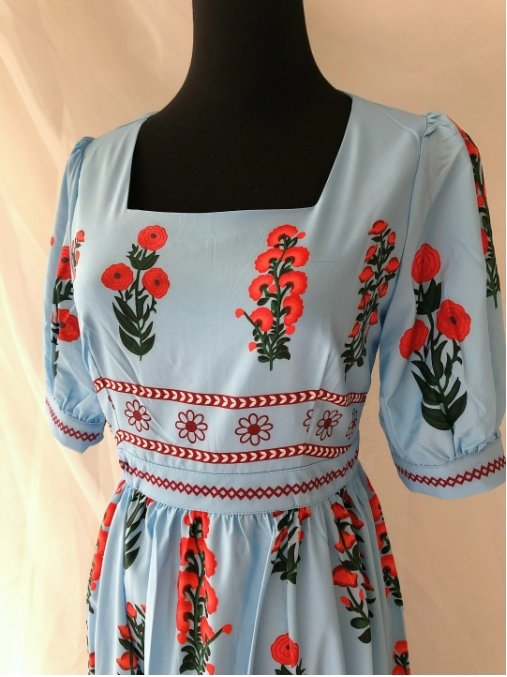Robe Courte Vintage Fleurie Bleu - Louise Vintage