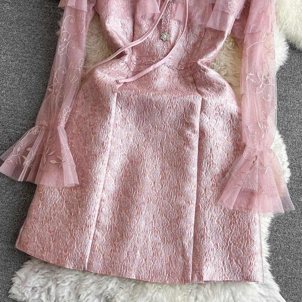 Robe Courte Vintage Fleurie Rose - Louise Vintage